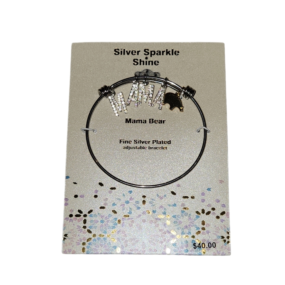Mama bear Fine silver plated adjustable bracelet.
